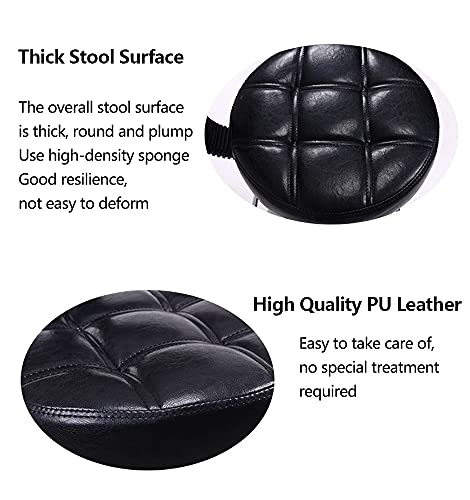 HAOJU Taburete con Ruedas, 360 ° Giratorio, Silla Altura Ajustable Entre 58-70 cm, Cuero de PU, Utilizado para Bar, Peluquería, SPA, Mostrador, Laboratorio, Clínica, Oficina (Negro)