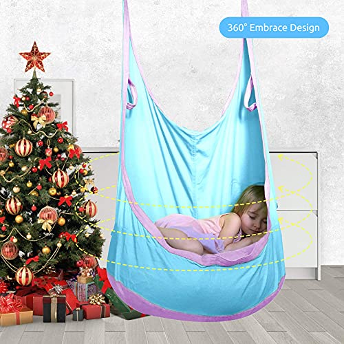 happypie Rana colgante Pod Swing Seat Hamaca interior y exterior para niños a adultos 100% algodón - azul