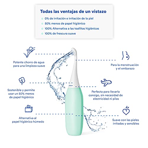 Happypo Bum Cleaner Botella de Agua para Higiene Íntima - Color Menta - Pulverizador de Agua con Bolsa de Viaje que Sustituye Toallitas Húmedas y WC con Chorro - Bidet Portátil para WC de Viaje