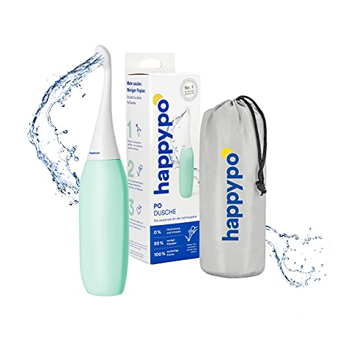 Happypo Bum Cleaner Botella de Agua para Higiene Íntima - Color Menta - Pulverizador de Agua con Bolsa de Viaje que Sustituye Toallitas Húmedas y WC con Chorro - Bidet Portátil para WC de Viaje