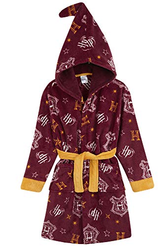 HARRY POTTER Bata Forro Polar Niño, Albornoz Niño Diseño Gryffindor con Capucha y Cinturón, Batas de Casa Para Niños, Regalos para Niños Niñas 7-14 Años (Burdeos, 13-14 Años)