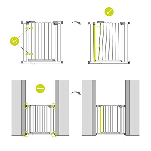 Hauck Barrera de Seguridad de Niños para Puertas y Escaleras Autoclose N Stop 2, Cierre Magnético Automatico, Sin Agujeros, 75 - 80 cm, Extensible con Extensiones por Separado, Metal Blanco