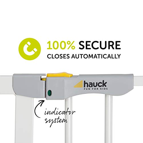 Hauck Barrera de Seguridad de Niños para Puertas y Escaleras Autoclose N Stop 2, Cierre Magnético Automatico, Sin Agujeros, 75 - 80 cm, Extensible con Extensiones por Separado, Metal Blanco