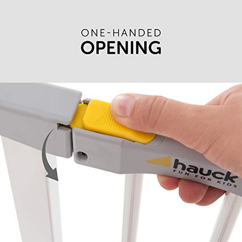 Hauck Barrera de Seguridad de Niños para Puertas y Escaleras Autoclose N Stop 2, Cierre Magnético Automatico, Sin Agujeros, 75 - 80 cm, Extensible con Extensiones por Separado, Metal Blanco