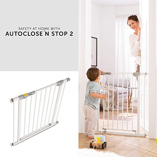 Hauck Barrera de Seguridad de Niños para Puertas y Escaleras Autoclose N Stop 2, Cierre Magnético Automatico, Sin Agujeros, 75 - 80 cm, Extensible con Extensiones por Separado, Metal Blanco