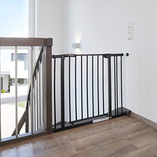 Hauck Barrera de Seguridad de Niños para Puertas y Escaleras Close N Stop Safety incl. Extension 21 cm, Sin Agujeros, 96 - 101 cm, Metal, Negro