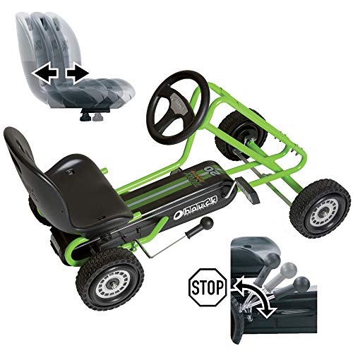 Hauck T90105 Lightning Go-Kart - Coche con pedales de juguete (metal, plástico y acero, 90,6 x 53 x 22,4 cm), color verde y negro