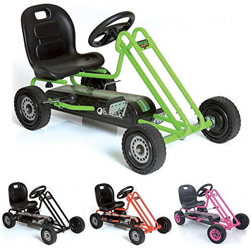 Hauck T90105 Lightning Go-Kart - Coche con pedales de juguete (metal, plástico y acero, 90,6 x 53 x 22,4 cm), color verde y negro