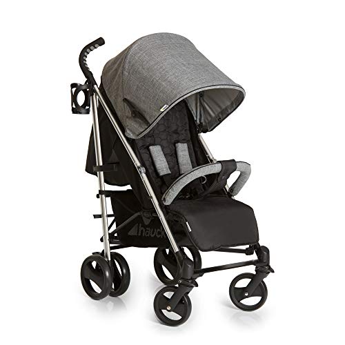 Hauck Vegas Silla de paseo ligera hasta 25 kg con respaldo reclinable desde nacimiento, plegado compacto y plano, chasis de aluminio, portavasos, cesta grande para guardar utensilios, gris