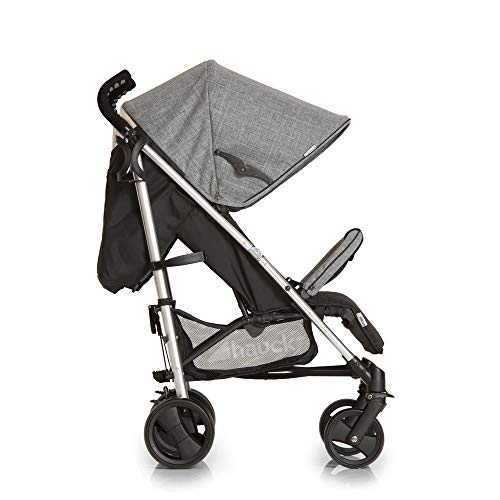 Hauck Vegas Silla de paseo ligera hasta 25 kg con respaldo reclinable desde nacimiento, plegado compacto y plano, chasis de aluminio, portavasos, cesta grande para guardar utensilios, gris