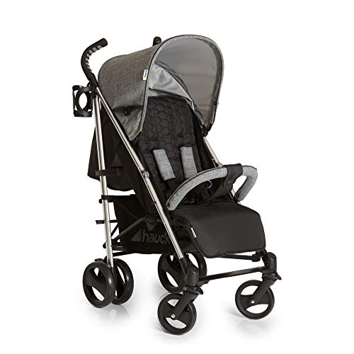 Hauck Vegas Silla de paseo ligera hasta 25 kg con respaldo reclinable desde nacimiento, plegado compacto y plano, chasis de aluminio, portavasos, cesta grande para guardar utensilios, gris