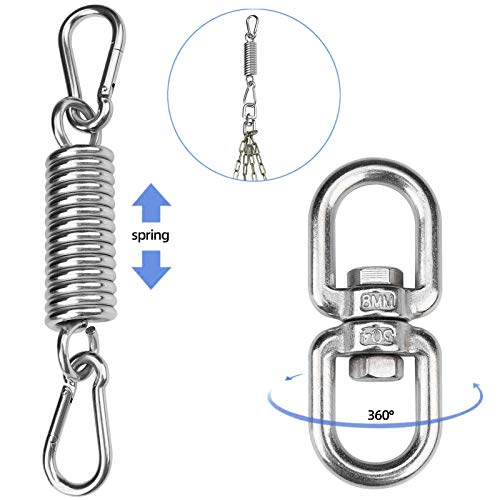 Hbsite Ganchos para Hamaca Resorte de Acero Inoxidable con Dos mosquetones Hamaca giratoria de 360 ° de Acero Inoxidable para Columpio en el Techo Silla Hamaca Kit de Columpio para Yoga