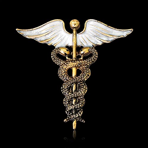 HCMA Pin de caduceo Vintage, Regalo de joyería médica para médico, Enfermera, Estudiante de Medicina, Varilla de Asclepio, Broche de Emergencia