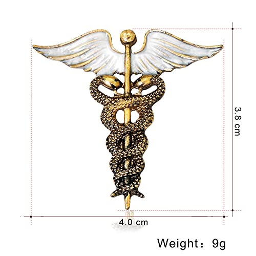 HCMA Pin de caduceo Vintage, Regalo de joyería médica para médico, Enfermera, Estudiante de Medicina, Varilla de Asclepio, Broche de Emergencia