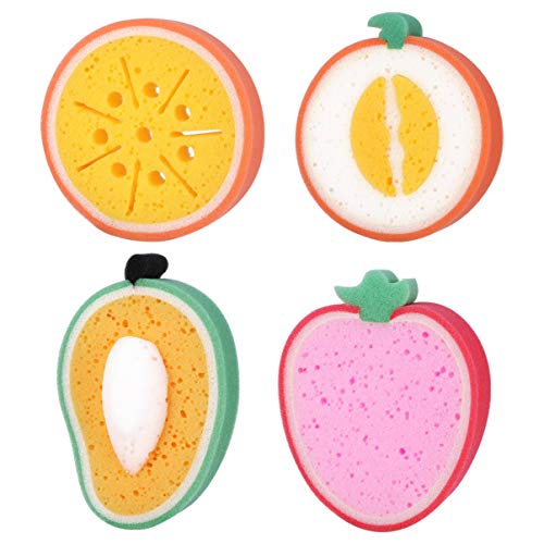 HEALIFTY Baño de frutas Baño de esponja Cepillos Esponjas de baño Fregadoras para niños Niños 4pcs