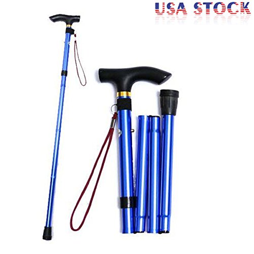 healifty Travel Trekking Collapsible Cane antideslizante ajustable Bastón (Azul)