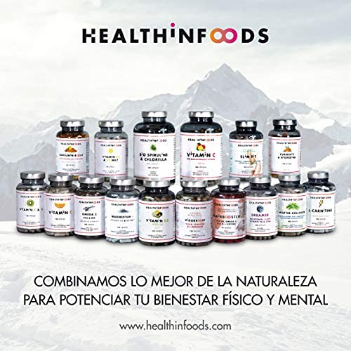 Healthinfoods | Hairbooster | Biotina, Omega 3, Zinc, Gla, LCistina, Hierro, Vitaminas | Gmp | Fórmula Anticaída | Potencia El Crecimiento Y Fortalecimiento Del Pelo, Uñas Y Piel | 90 Cápsulas | 66 Gr