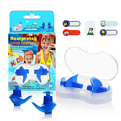 Hearprotek Natación Tapones para los oídos, 2 Pares Tapones de Silicona Reutilizables a Prueba de Agua para Nadadores duchas de baño y Otros Deportes acuáticos Tamaño para niños (Azul)