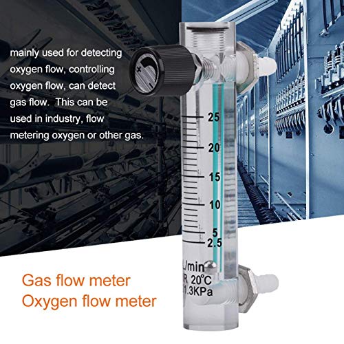 Heayzoki Medidor de Flujo de Gas, caudalímetro LZQ-5 Flowmete 2.5-25 LPM con válvula de Control para oxígeno/Aire/Gas, Caudalimetro Gas