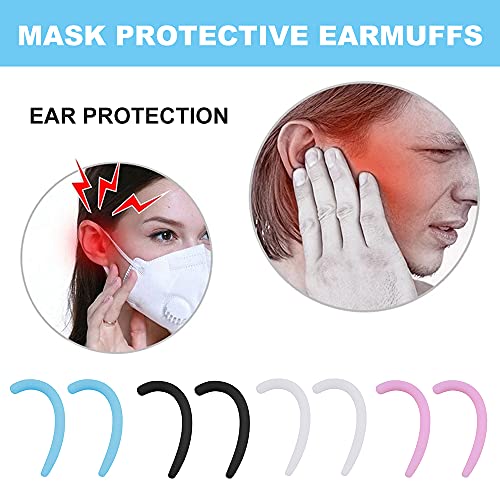 Heiqlay protector de orejas para mascarillas Puños traseros de oreja Orejeras para máscaras Máscara de silicona para orejeras Antideslizante, Reciclable, para usar mascarilla facial (4 pares)