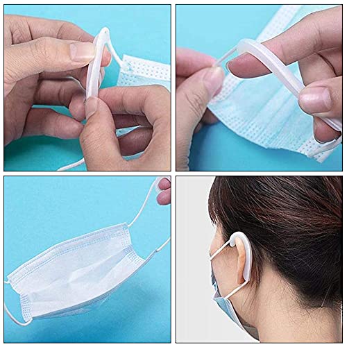 Heiqlay protector de orejas para mascarillas Puños traseros de oreja Orejeras para máscaras Máscara de silicona para orejeras Antideslizante, Reciclable, para usar mascarilla facial (4 pares)