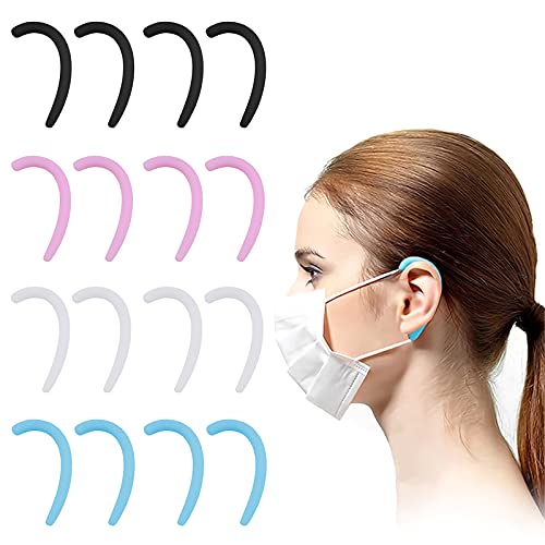 Heiqlay protector de orejas para mascarillas Puños traseros de oreja Orejeras para máscaras Máscara de silicona para orejeras Antideslizante, Reciclable, para usar mascarilla facial (4 pares)