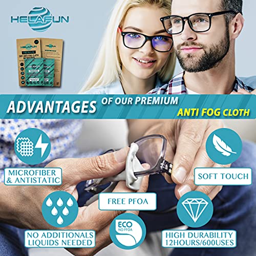 HELAFUN - Gamuza Antivaho Gafas (2 pcs) sin Teflon-Pfoa, 600 usos. Regalo de 1 Cordon para gafas.