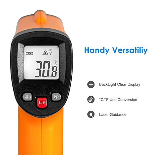 Helect (No para Humanos) Termómetro Infrarrojo Digital Láser Sin Contacto, Pistola de Temperatura -50℃ a 550℃ con pantalla LCD