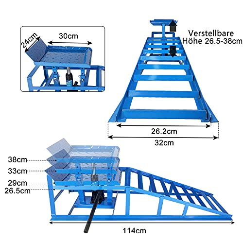 HENGMEI Rampas de elevación para vehículos Rampas de Carga Caballete de Trabajo hidráulico para Mantenimiento de Coche