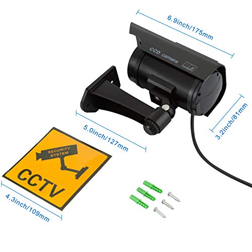 Hengu 4 Pieza Cámara Falsa Dummy Cámara con Energía Solar de Seguridad LED Parpadeante Sistema de Vigilancia Cámara Simulada CCTV