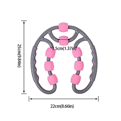 Hengzi Rodillo manual de espuma de masaje muscular celulitis para cuello, hombros, piernas, brazos, espalda, dolor muscular, ejercicio, rosa, 85