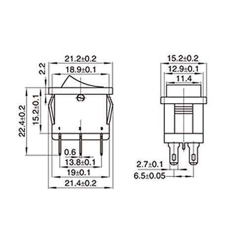 Her Kindness Interruptor Basculante 6-Terminales 3 Posicion ON/OFF/ON SPDT Barco Interruptor Mecedora 6 A 250 V/10 A 125 V(6 pcs)