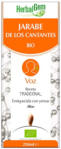 HerbalGem, Jarabe de los Cantantes Bio por una voz clara, para la cuerdas vocales cansadas, en caso de afonía, 250 ml