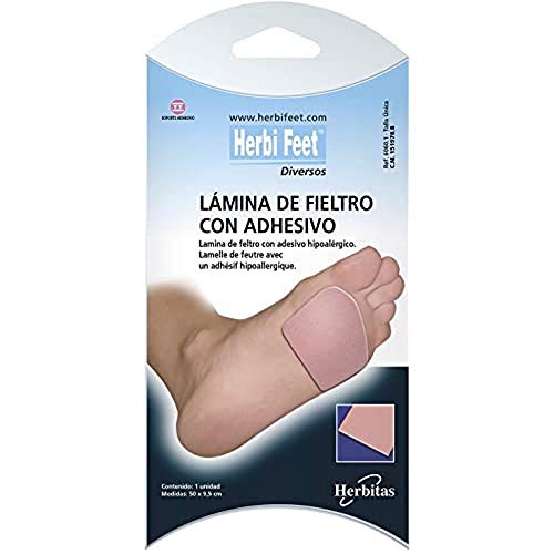 Herbi Feet - Lámina de Fieltro con Adhesivo Hipoalergénico - Parche para Herida 1 UD - 9,5 x 50 CM