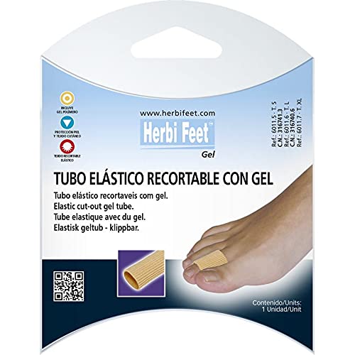 Herbi Feet - Tubo Elástico Recortable con Gel ECO - Protector Dedo Pie- Ayuda Movilidad - 1 Unidad (S)