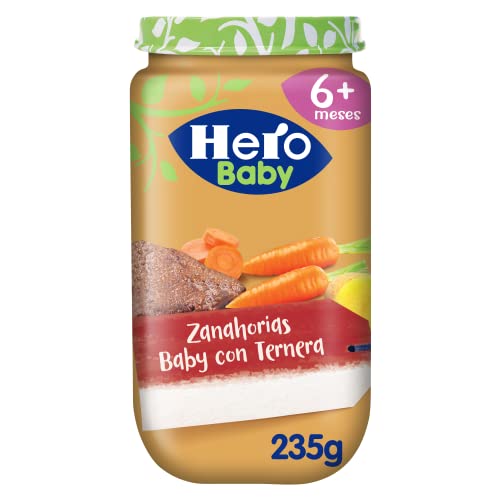 Hero Baby Tarrito de Zanahorias Baby con Ternera - Para Bebés a Partir de los 6 Meses - Pack de 12 x 235 g