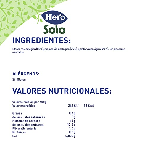 Hero Solo Tarrito de Manzana, Melocotón y Plátano, 190g