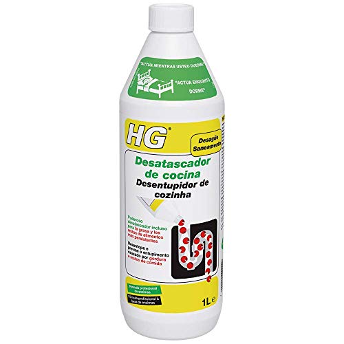 HG Desatascador de Desagües de Cocina, Fórmula Eficaz y Natural Para Eliminar Obstrucciones del Fregadero, Compatible con Pozos Sépticos, Desbloquea Tuberías Rápida y Fácilmente (1 Litro) - 481100106