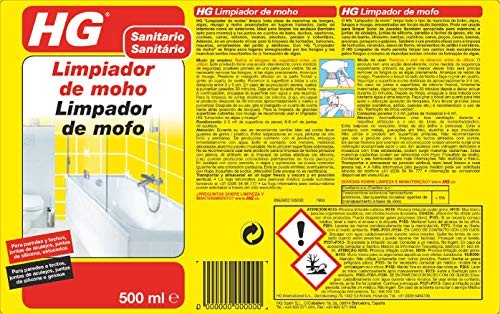 HG Spray Antimoho, Limpiador de Moho para Paredes, Azulejos, Juntas de Silicona para la Ducha, Cocina y Baño entre otros (500 ml) - 186050106