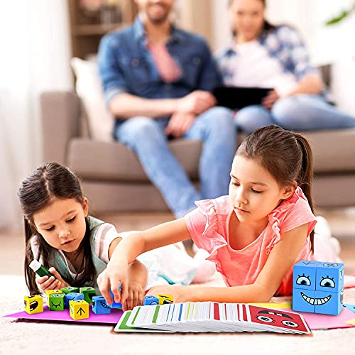 HGFDSA Rompecabezas De Bloques a Juego De Expresiones De Madera, Entrenamiento Intelectual De Pensamiento Lógico para Niños, Juegos Educativos Juguete Montessori para Niños Partir De 3 Años