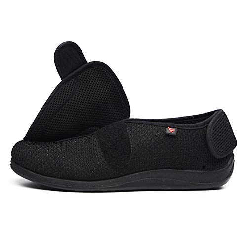 HHTT Pantuflas ortopédicas para diabéticos para Hombres,Zapatos cómodos para diabéticos de Suela Blanda, Zapatos Anchos de algodón hinchados y gordos-Red_Plus_Velvet_47,Calzado ortopédico para Hombre