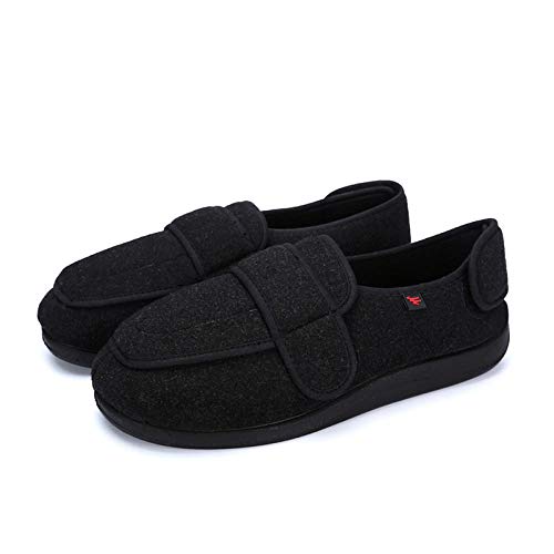 HHTT Zapatillas para diabéticos para Hombre y Mujer,Zapatos cómodos para diabéticos de Suela Blanda, Zapatos Anchos de algodón hinchados y gordos-Black_Plus_Velvet_38,Calzado ortopédico para Hombre