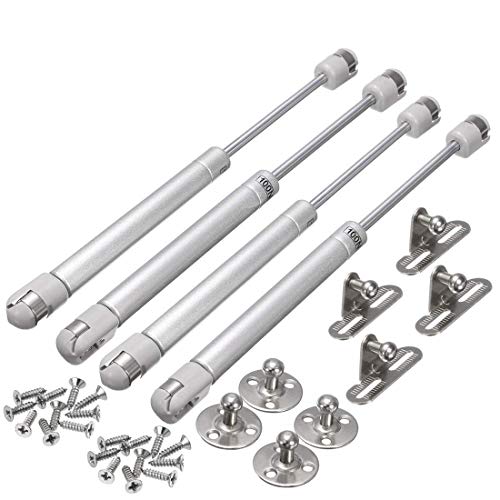 Hidraulico Amortiguador de Gas, JESSTOLO 4pcs Pistones a Gas Potencia de 100N/ 10kg Pistones a Gas Armarios Para Puertas Elevables de Mueble Cocina Baño Gris