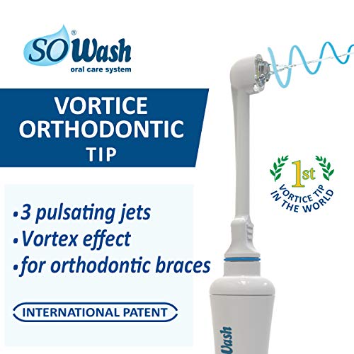 Hidropulsador dental SoWash | Vortice Orthodontic | Se conecta al grifo | Sin baterías ni electricidad | Cabezal Orthodontic Getto Triple Botón Convergente | Ideal para aparatos. Ortodóntico