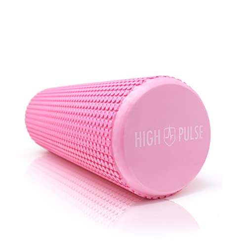 High Pulse Rodillo Pilates 43 x 15 cm + póster con ejercicios - Rodillo de espuma para músculos, fitness o masaje (Rosa)