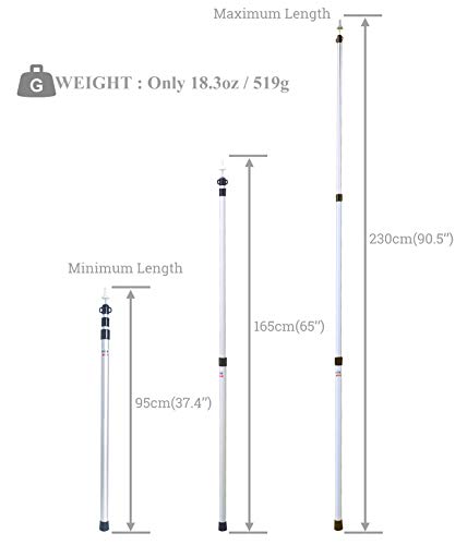HIKEMAN Bastones para Tienda de campaña, toldo, toldo, Porche, toldo, toldo, toldo, toldo, alquitranado, Aluminio, telescópico Ajustable 90 – 230 cm(Negro)