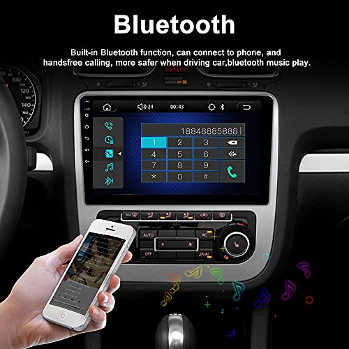 Hikity Carplay Radio Coche 2 DIN Bluetooth 9 Pulgadas HD Pantalla Tactil Radio FM + USB + AUX IN Mirror Link con Cámara De Visión Trasera