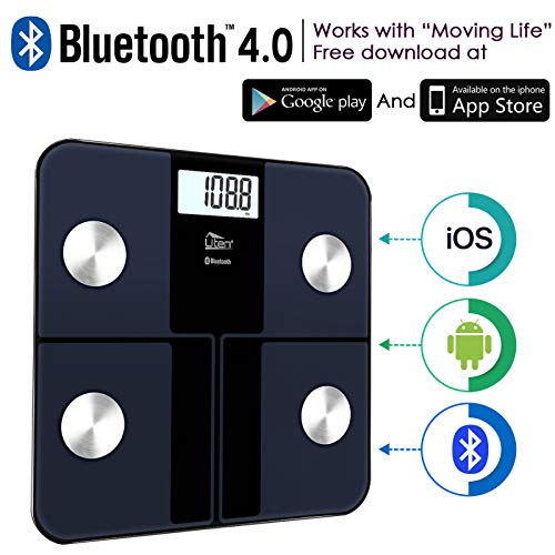 Himaly USB Carga Báscula Grasa Corporal, Báscula Baño Digital Compatible con Bluetooth Inteligente, Báscula Analógica Monitores de composición corporal Para Móviles Andriod y iOS (USB carga*Negro)