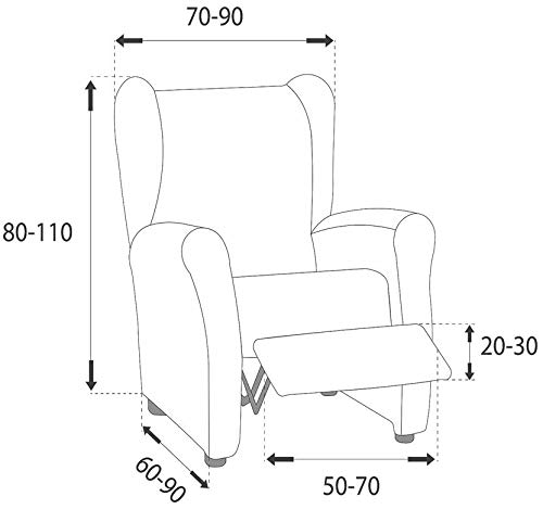 HIPERMANTA Funda sillón Relax elástica Modelo Aitana, 1 Plaza de 70-90 cm Ancho. Gris