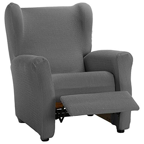 HIPERMANTA Funda sillón Relax elástica Modelo Aitana, 1 Plaza de 70-90 cm Ancho. Gris